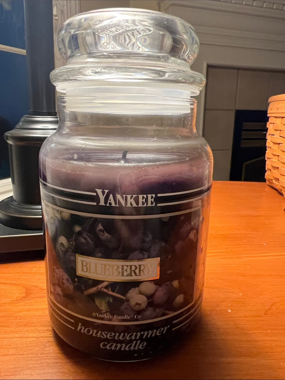 Yankee Candle Black Band Blueberry Large Jar Candle - slightly used